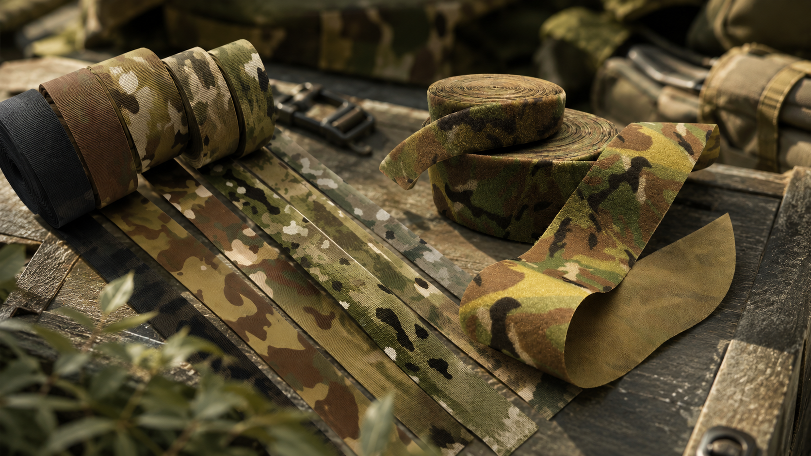 Camouflage felt hook and loop fabric roll material